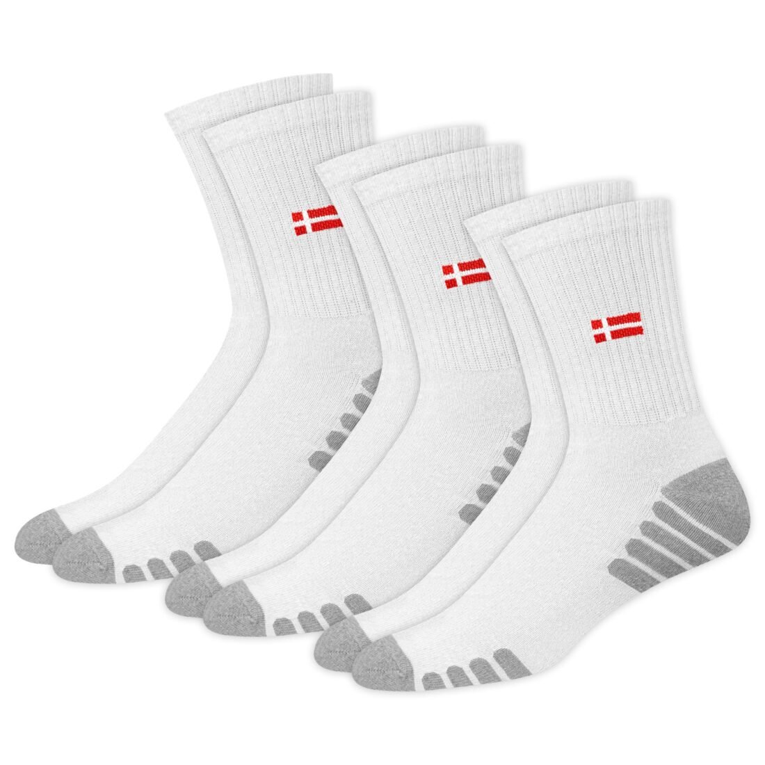 Sports Crew Socks for Men Premimum Cotton Calf Length Athletic Socks, White, Pack of 3, Free Size