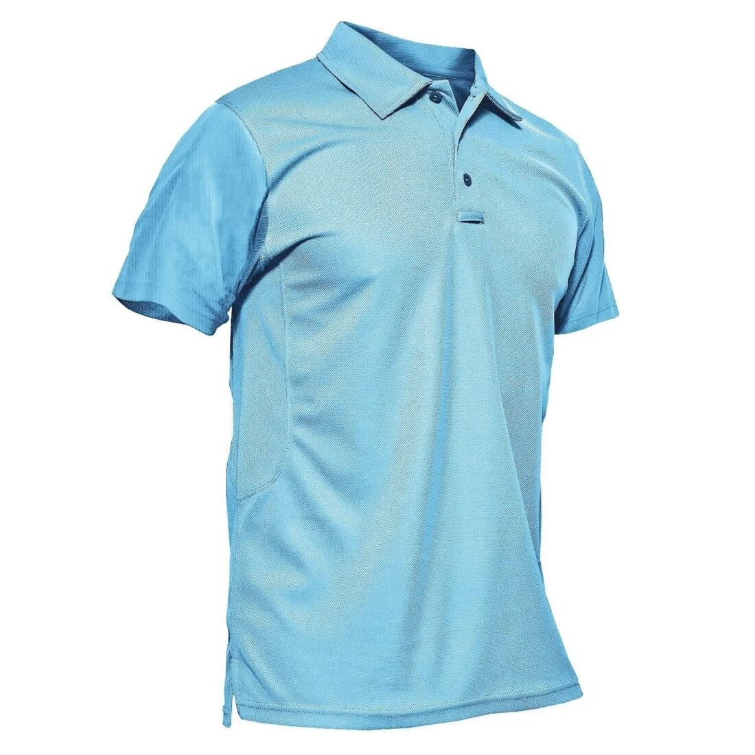 Men's Polo Shirt Quick Dry Performance Short Sleeve Tactical Shirts Pique Jersey Golf Shirt, #19 Sky Blue, Large