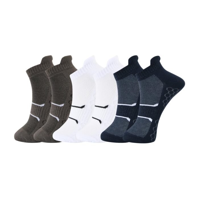 Unisex Cotton Men And Women Sports Ankle Length Socks Pack Of 3 (Multi)