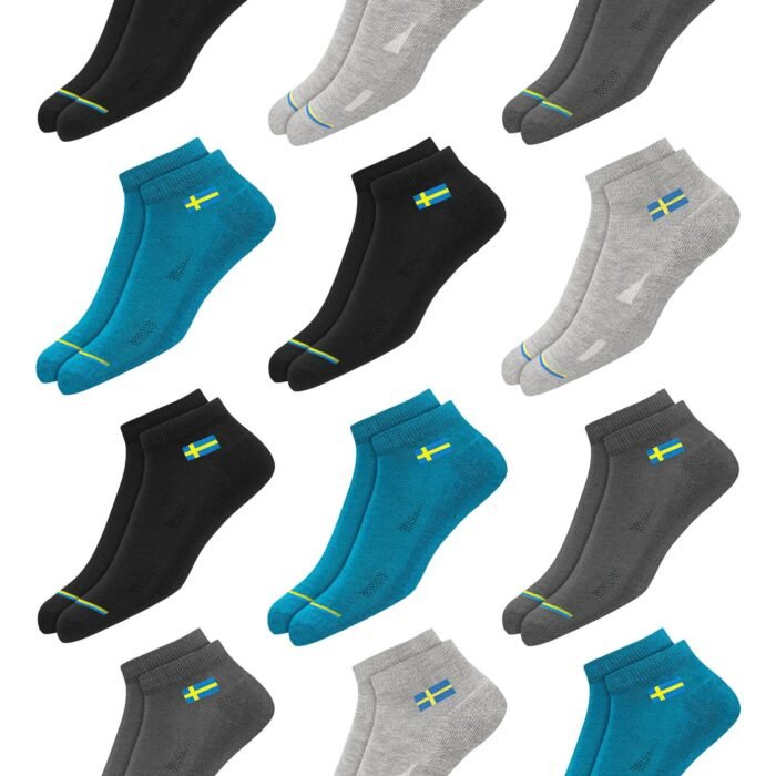 12 Pairs Solid Cotton Ankle Socks for Men Women | Quick Moisture Wicking Tech | Pack of 12 | Multicolor | SOXCO Style Code SWG24